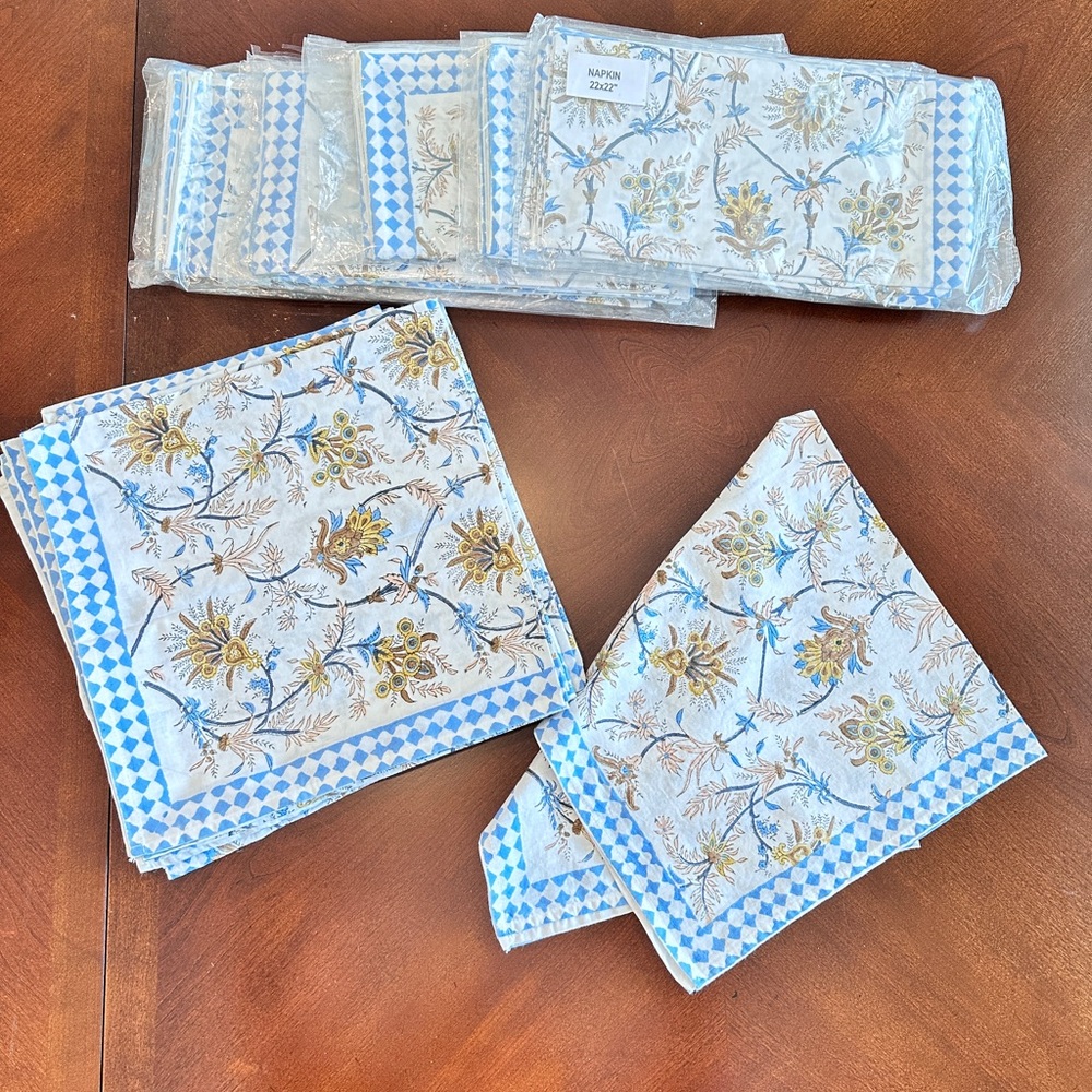 Floral Blue and Yellow Table Linens